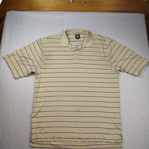 FootJoy Striped Golf Performance Polo Shirt Mens XL Yellow White Navy Striped
